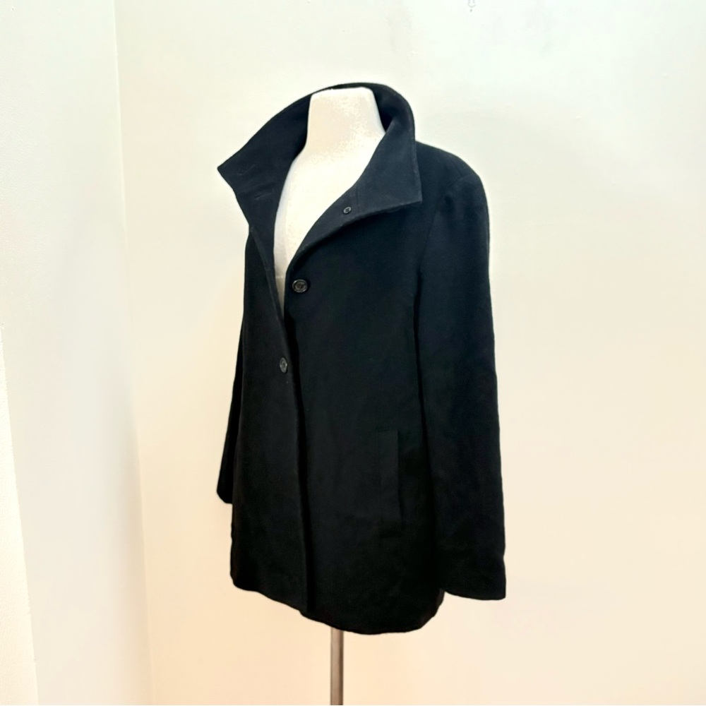 Ralph Lauren Black Wool Blend Car Over Coat Size Large Old Money Preppy Classic - Picture 4 of 15